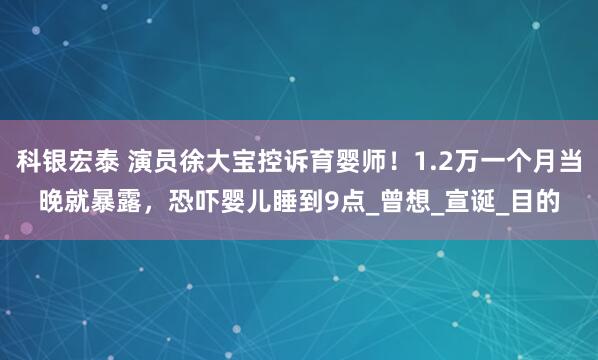 科银宏泰 演员徐大宝控诉育婴师！1.2万一个月当晚就暴露，恐吓婴儿睡到9点_曾想_宣诞_目的